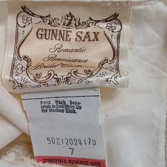 Gunne Sax 70's Romantic Renaissance Bridal sweetheart neckline Cream Sz 7 - Picture 11 of 12